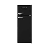 Respekta Retro-Kühlschrank mit Gefrierfach / in schwarz / 145 x 54 cm / 213 L Nutzinhalt / verstellbare Füße / automatisches Abtauverfahren / Winterschaltung / Schnellgefrierfunktion / KS144VS