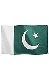Runesol Pakistan Nationalflagge 3x5, 91x152cm, Parcham-E Sitārah O Hilāl, 4 Ösen, Messingöse In Jeder Ecke, Pakistanische Fahne, T20 Cricket World Cup, Premium-Fahnen, Wasserdicht, Innen, Auß