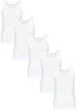 TupTam Unterhemden Mädchen Baumwoll Unterhemd 5er Pack Tank Top Ärmellos Kinder, Farbe: Weiß, Größe: 146-152