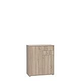FORTE TEMPRA 2 Kommode mit 2 Türen und 2 Schubladen, Holzwerkstoff, Sonoma Eiche, 73.7 x 85.5 x 34.8