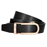 SUOSDEY Damen Ratschengürtel, automatischer Ledergürtel für Jeans Hosen Kleider mit goldener/silber Schiebeschnalle, 3.1 cm Breite schw