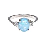 cfpqv Feiner Damen-Silberring mit ovalem Schliff, Strass-Schmuck, Geburtstagsantrag, Geschenk, Braut, Verlobung, Drachen Ringe (Blue, 11)