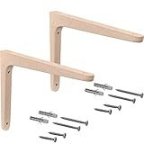Gedotec Holzkonsole aus Buche | 2 Stück Regalwinkel aus massivem Naturholz | 200 x 125 mm | TAUM | paarweise Tragkraft bis 75 kg | Regal-Halter geeignet für Bücherregale | Schwerlastträger Wandreg