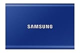 Samsung Portable SSD T7, SSD 2 TB, USB 3.2 Gen.2, 1.050 MB/s Lesen, 1.000 MB/s Schreiben, Externe SSD-Festplatte für iPhone 15 und neuer, Mac, PC, Smartphone und Spielkonsole, Blau, MU-PC2T0H/WW