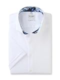 OLYMP Herren Oberhemd Kurzarm Level Five,Faux Uni,366 Level 5 Body fit (15.05.2015 - F16),16 Royal Kent,Weiss 00,41