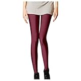 Gym Leggings Damen Trainingsstrumpfhose Mit Hoher Taille, Naked Feeling Sport-Outfit, Push Up Hotpants, Dehnbare Fitness-Yogahose, Stretch Sportleggins Glänzende Damen-Hose, Einfarbig Sweatp