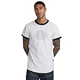 G-STAR RAW Herren Lash Graphic Ringer T-Shirt T-Shirts, Weiß (White D23900-336-110), L