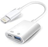 Apple Lightning auf USB Kamera Adapter mit Ladeanschluss, USB 3.0 OTG Kabel für iPhone zum Anschluss von Kartenleser, USB Flash Drive, U Disk, Tastatur, Maus, Hubs, MIDI, Plug & Play