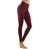Damen-Lauf-Leggings, Yogahose, dehnbar, Jogger, trocken, fest, enganliegend, Fitnesshose, Yogahose, elastisch, Yoga, schnelle Damen-Yogahose, hohe Taille, Arbeitshose für Damen, wein, S