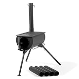 CampFeuer Zeltofen | 58 x 86 x 240 cm | schwarz | Tragbarer Holzofen für Camping, Outdoor, Zelt | Zeltheizung Camping, Zeltofen Holz | Tent Stove, Zelt Ofen Outdoor | Outdoorofen, Campingzubehö
