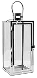 Dekovita 42cm Laterne aus Edelstahl - Gartenlaterne mit Glas-Scheiben und Henkel - Metall Deko-Laterne W