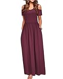 STYLEWORD Sommerkleid Damen Lang Maxikleid Sommer Rot Elegant Freizeitkleid Kurzarm Kleider mit T
