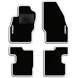 QUEMAR Auto-Fußmatten-Set kompatibel mit Opel Corsa D - E 2006-2019/Set Fußmatten aus Teppich und Gummi nach Maß (2 vorne + 2 hinten)/ Stickerei und personalisierte Farben (2 Stickereien, weißer Rand)