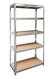 Schulte Schwerlastregal mit 5 MDF Böden, 180x90x40 cm (HxBxT), Traglast pro Ebene 175 Kg, verzinkt, Lagerregal, Kellerregal, Werkstattregal, Steckreg