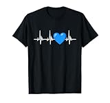 Blau statt Grün | Lustiges Herzschlag Blaues Herz T-S