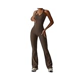 KWTF Yoga-Jumpsuit für Damen, ausgestellter Strampler für Damen, Fitness, Fitnessstudio, Overall, Pilates, Kleidung, Kombination, B