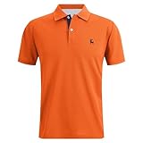 trachtenhemden für Herren, mit Hirsch-Stickerei Kurzarm Tshirt Sommer Atmungsaktiv Schnelltrocknend Trachtenshirt Polohemd Herren Leicht für Oktoberfest T-Shirt Orange S