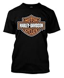 Harley-Davidson Herren-T-Shirt, Orange Bar & Shield, Schwarz, große Größen, Schwarz, XL/T
