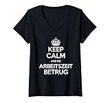 Damen Ironisches Arbeitszeitbetrug Design – Lustige Büro-Sprüche T-Shirt mit V