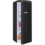 Exquisit Retro-Kühlschrank, ohne Gefrierfach, 229 Liter, groß, 5 Ablagen, Gemüsefach, Temperaturregelung, RKS325-V-H-161E mattschw