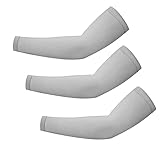 3 Paar Arm Sleeves Kühlung Ärmlinge für Damen Herren Armstulpen U V Schutz Sonnenschutz Arm Ärmel U P F 50 Armabdeckung Kühlarmschutz Arm War+mers für Volleyball Radfahren Basketball (Grey, One Size)