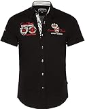 Carisma Herren Hemd Kurzarm aus 97% Baumwolle• Kurzarmhemd mit Stickerei für Männer • Freizeithemd Sommer-Hemd für Herren • Herren Shirts Regular fit 9002 Black L