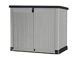 Keter Store-it-out Pro Mülltonnenbox, 145.5x82x123cm, Robuste Abfallbehälter-Lösung, 1200L, Wetterfest, Grau/Schwarz, UV-beständiges Polypropylen, Abschließb
