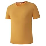 Kurzarm Herren Leichte Atmungsaktiv Casual T-Shirt Mode Sport Tops Jugend All-Match Klassisch Basic Shirt F-Yellow L