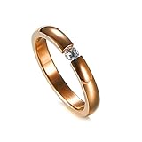 Gualiy Edelstahlringe Damen, Eheringe Partnerringe Solitär Ring mit Zirkonia Ring Größe 52 (16.6)