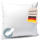 Kopfkissen Federkissen Made in Germany - Kissen mit 100% Federfüllung - Federkopfkissen mit Bezug aus Baumwolle - Ökotex-Zertifiziert - Füllkissen für erholsamen Schlaf - Kissen 80x80 1er S