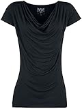Black Premium by EMP Damen schwarzes Basic T-Shirt mit Wasserfall-Auschnitt L