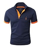 GLESTORE Poloshirt Herren Männer Hemd Herren Kurzarm Giraffe Stickerei T-Shirt Sommer Golf Marine 4XL