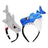 ERINGOGO 2 Stück Niedliche Cartoon Hai Stirnbänder Weiche Cosplay Kopfbedeckung für Partys Festival Haarschmuck Lustiges Meerestier Design Bequem und Vielseitig für Kostü