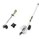 Greenworks 40V Akku Freischneider bürstenlosem, 40 cm Schnittbreite, 2 mm Nylonfäden oder 25 cm Klinge OHNE 40 V Akku und Ladegerät, GD40BC + Greenwork