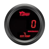 ETOPARS Universelle Auto Abgastemperaturanzeige 2Zoll 52mm Auto Abgasmessgerät Digitales Auspuff Gas Temperatur Anzeige Abgas Rot Lichtanzeige Instrument Rauchtönung L