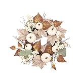 Herbstkranz Herbstdeko Herbstkränze Modern Groß Autumn Türdeko Deko Fall Wreath Für Haustür Outdoor Tisch Außen Türkranz Kürbis Deko Herbstdeko Innen Erntedankfest Halloween Hochzeit ( #04, 30cm)