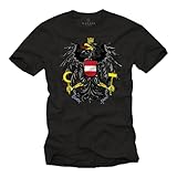 MAKAYA Österreich T-Shirt Herren Adler Wappen Flagge Fußball Trikot EM WM Österreichische Fahne Schwarz M