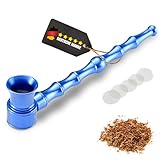 Purpfeife +5 Edelstahlsiebe | Abschraubbarer Kopf für leichte Reinigung | 13cm Metallpfeife | Smoking Pipe Pfeife Glas Optik Rauchen (Blau)