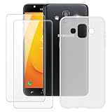 MILEGOO Samsung Galaxy J7 Duo Hülle + 2 Displayschutzfolien aus gehärtetem Glas, ultradünne Stoßstange, stoßfeste weiche Silikon-TPU-Abdeckung für Samsung Galaxy J7 Duo (5.5”)