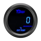 ETOPARS Universelle Auto Abgastemperaturanzeige 2Zoll 52mm Auto Abgasmessgerät Digitales Auspuff Gas Temperatur Anzeige Abgas Blau Lichtanzeige Instrument Rauchtönung L