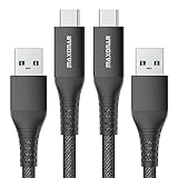 Maxonar 2 Stück USB C Schnellladekabel 10Gbit/s Daten USB A Android Auto Kabel QC3.0 3.1A Datenübertragungs Kabel USB3.2 Gen2 für Samsung S23/S22/S21 Note20 Galaxy Z Flip5 Pixel 8 Pro 1M/3.3ft-Schw