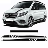 WuYyyyy Auto Seitenschweller Aufkleber für Mercedes Benz V Class W447 Vito Viano 2014-2025 AMG AutotüR Seite Vinyl Sticker Auto Dekoration Styling Accessories.,A-Black