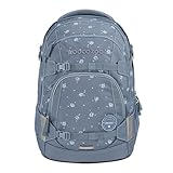 coocazoo Schulrucksack Mate „Bloomy Daisy”, hellgrau, ergonomischer & anpassbarer Tornister, höhen- & größenverstellbar, mit Brustgurt & Hüftgurt, ab der 3