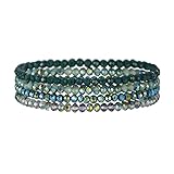FULU AUTUMN Damen Kristall Perlen Armband Mehrschichtiges Steine Armband Boho Modeschmuck Beste Freundin Geschenke(Green)