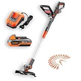 Fuxtec 20V Akku-Rasentrimmer FX-E1RT20 – Leicht (2,2 kg), 25 cm Schnittbreite, inkl. 2Ah Li-Ionen Akku & Ladegerät - Teleskopverlängerung, drehbarer Kopf für präzise Rasenkanten, kabelloses T