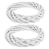 Mobestech 2 Stück Rattan-Girlande DIY Kranz Girlande Rebe dekorative Kranzkreise Girlandenringe selber Machen Kranzrahmen aus Holz DIY Kranz Zubehör Kranzring Kranz Kreis hölzern Weiß