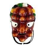 Handgeschnitzte traditionelle koreanische Bongsan Tal Dance Play buddhistischer Mönch Holz Wanddekoration Plakette Kunst dekorative Holz hängende asiatische Maske (Mönchbraun)