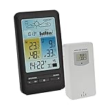 TFA Dostmann Funk-Wetterstation, 35.1165.01, Wettervorhersage mit Symbolen, mit Außensensor, Luftdruck mit Grafik, Mondphase, inkl Aussensenor, Max.-Min.-Werte, Amazon Exklusiv, schw