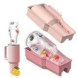 Eiswürfelform Silikon für Stanley Cup, All in One Eiswürfelbehälter mit Deckel, Wiederverwendbar Eiswürfelform Silikon zur Herstellung von Hohler Halbzylinder Eiswürfel für 30-40 Oz Stanley Cup (B)