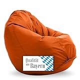 Bruni Sitzsack Classico L in Orange – XL Sitzsack mit Innensack zum Lesen, Abnehmbarer Bezug, lebensmittelechte EPS-Perlen als Bean-Bag-Füllung, aus D